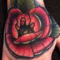 Old School Flower Hand Rose tattoo by Mike Stocklings
