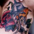 Old School Flower Neck Lamp tattoo by Mike Stocklings