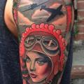 Shoulder Old School Aviator tattoo by Mike Stocklings