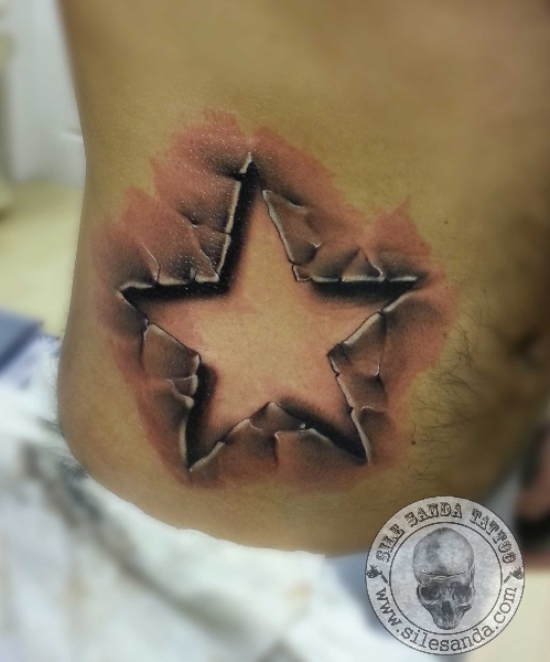 Side Star 3d Tattoo by Sile Sanda
