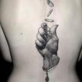 Hand Back Dotwork Coin tattoo by The Lace Makers Sweat Shop