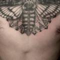 Chest Dotwork Moth tattoo by The Lace Makers Sweat Shop