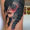 Arm Old School Women Crow tattoo by Sailor Serpent