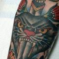 Arm Old School Dagger Panther tattoo by Sailor Serpent