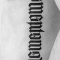 Side Lettering tattoo by 2 Spirit Tattoo
