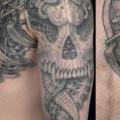 Shoulder Biomechanical Chest Skull tattoo by Anil Gupta