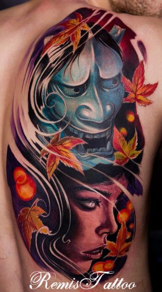 Arm Japanese Women Demon Tattoo by Remis Tatooo