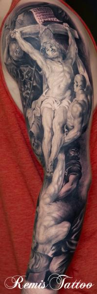 Religious Sleeve Tattoo by Remis Tatooo