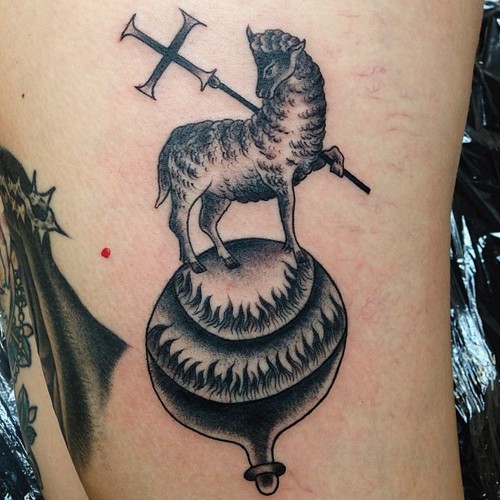 Old School Sheep Tattoo by Sarah Carter