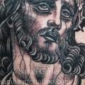 Jesus Religious Thigh tattoo by Sarah Carter