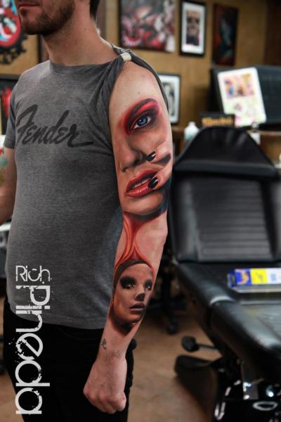 Arm Portrait Realistic Women Tattoo by Rich Pineda Tattoo