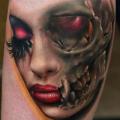 tatuaje Brazo Cráneo Mujer por Rich Pineda Tattoo