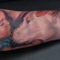 Arm Realistic Dog Children tattoo by Camila Rocha