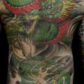 tatuaje Japoneses Espalda Dragón por Camila Rocha