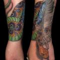 tatuaggio Braccio Serpente Piuma di Tim Kerr
