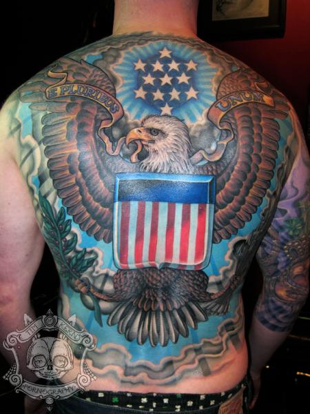 Tatuagem Costas Águia EUA por Tim Kerr