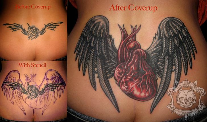 Heart Back Wings Tattoo by Tim Kerr