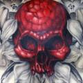 Chest Flower Skull tattoo by Tim Kerr