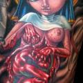 Fantasy Leg Nurse Devil tattoo by Tim Kerr