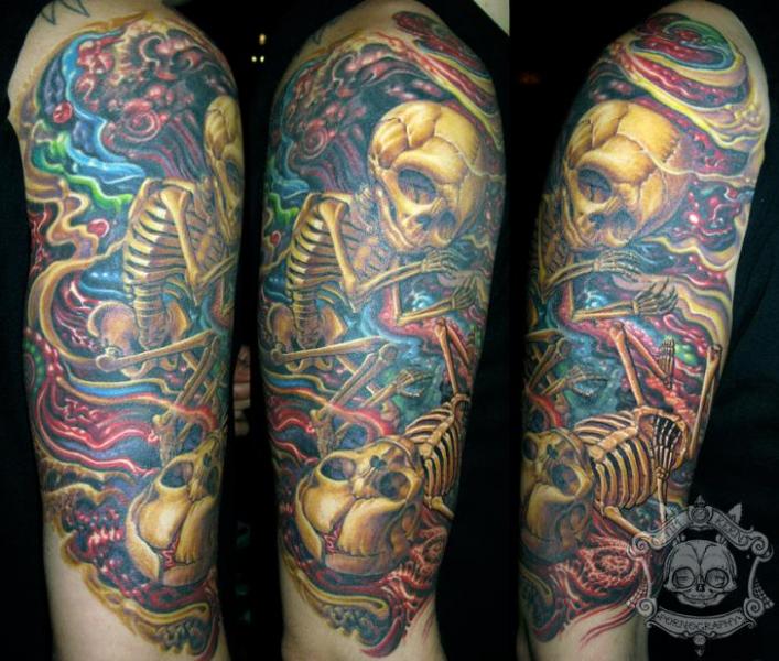 Schulter Fantasie Skeleton Tattoo von Tim Kerr