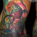 Fantasy Side Robot tattoo by Tim Kerr