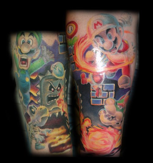 Tatuaggio Braccio Fantasy Super Mario di Heather Maranda
