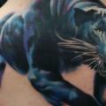 tatuaje Realista Espalda Pantera por Heather Maranda
