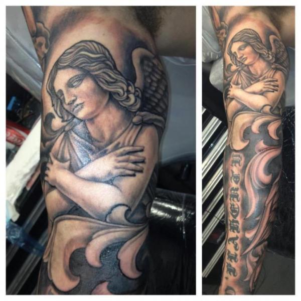 Arm Realistic Angel Tattoo by Border Line Tattoos