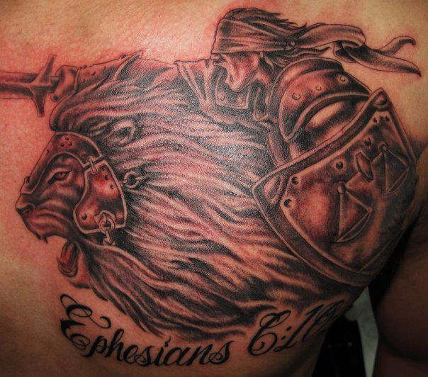 Tatuaggio Fantasy Petto Guerriero di Border Line Tattoos