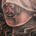 Shoulder Fantasy Women Gun Blind tattoo by Border Line Tattoos