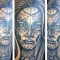 tatuaje Hombro Cráneo mexicano por Border Line Tattoos
