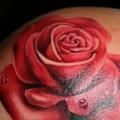 Shoulder Realistic Flower tattoo by Border Line Tattoos
