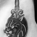Old School Side Dagger Panther tattoo by Border Line Tattoos