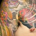 Shoulder Chest Japanese Carp tattoo by Artistic Tattoo