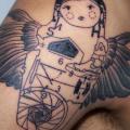 Shoulder Matryoshka Wings Line tattoo by Madame Chän