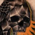Chest Skull Dotwork Crow tattoo by Mariusz Trubisz