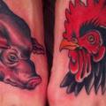 Foot Pig Rooster tattoo by Pioneer Tattoo