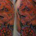 Shoulder Flower Fox tattoo by Matt Adamson