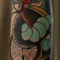 New School Snake Sleeve tattoo by Matt Adamson