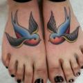 Old School Swallow Foot tattoo by Alans Tattoo Studio