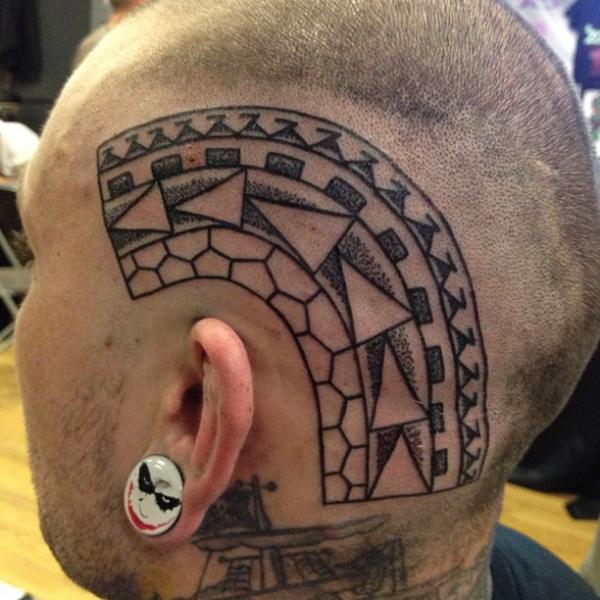 Tribal Head Tattoo by Alans Tattoo Studio