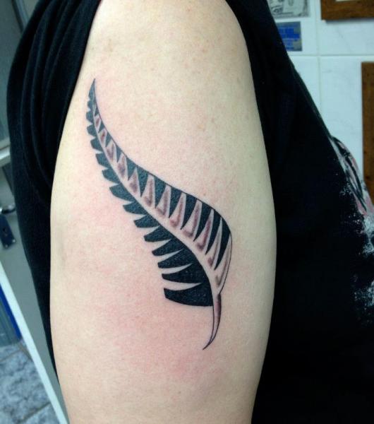 Shoulder Feather Tribal Tattoo by Alans Tattoo Studio