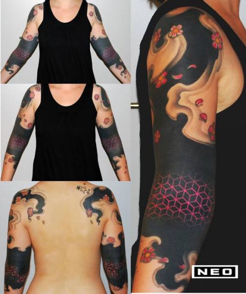 Schulter Arm 3d Abstrakt Tattoo von DeLaine Neo Gilma