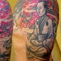 Shoulder Japanese Samurai Dragon tattoo by DeLaine Neo Gilma