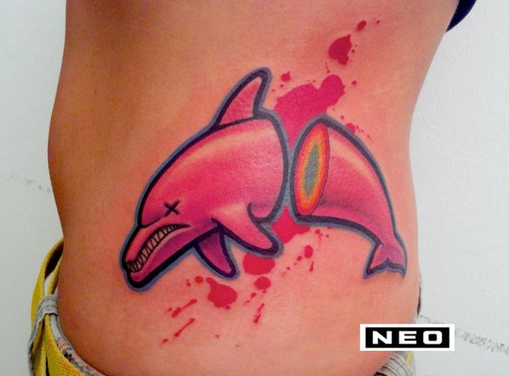 Tatuaggio Fantasy Fianco Delfino di DeLaine Neo Gilma