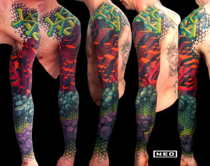 Tatuaż Rękaw Abstrakcja przez DeLaine Neo Gilma