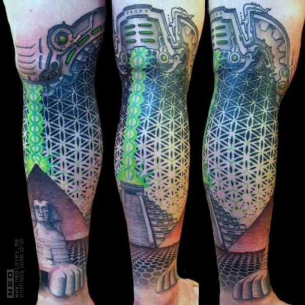 Leg Sphinx Abstract Tattoo by DeLaine Neo Gilma