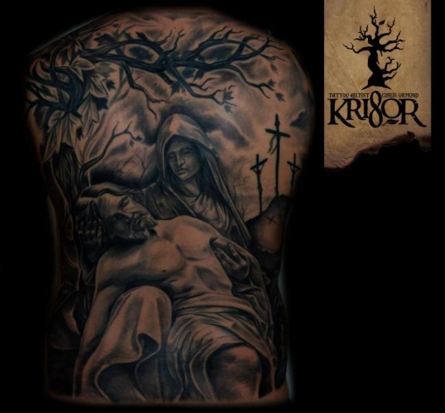 Tatuaje Espalda Religioso por Kri8or