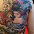 Snake Japanese Back Geisha tattoo by Elvin Tattoo