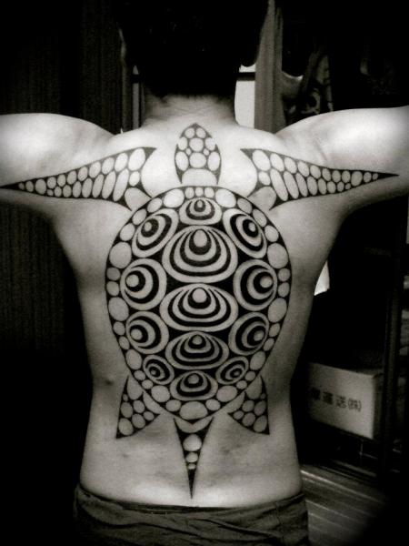 Back Tribal Turtle Tattoo by Apocaript